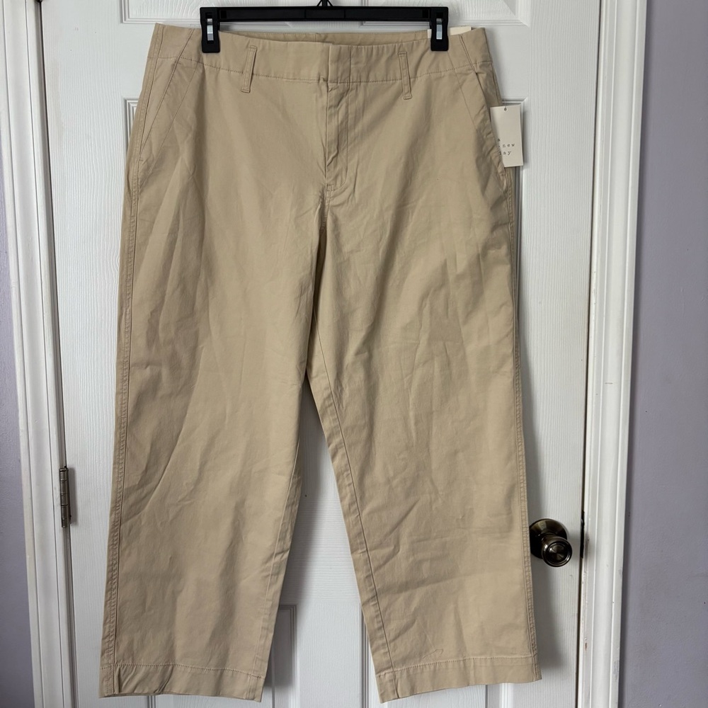A New Day High Rise Straight Leg Tan Chinos Size 16 Regular With Stretch New